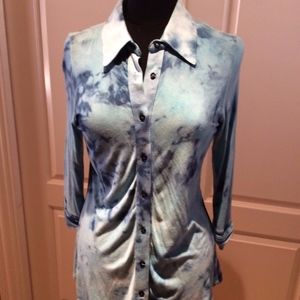Boho Chic Blue Tie-Dye Top